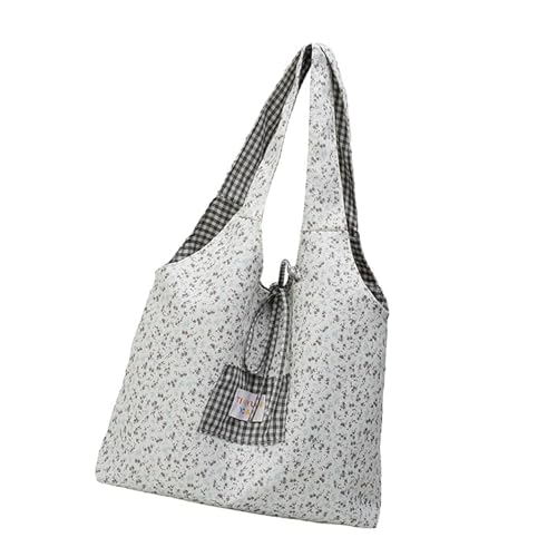 Arecobticy Modische Leinentasche, Einkaufstasche, Schultertasche, trendige Schultertasche, Arbeitstasche, Valentinstag, Damen, Mädchen, Blumenmuster, Leinentasche, Schwarz , One Size von Arecobticy