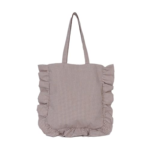 Arecobticy Modische karierte gerüschte Umhängetasche, ergonomisches Design, Einkaufstasche mit geräumigen Innenfächern, Baumwoll-Organizer-Schultertasche, khaki, One Size von Arecobticy