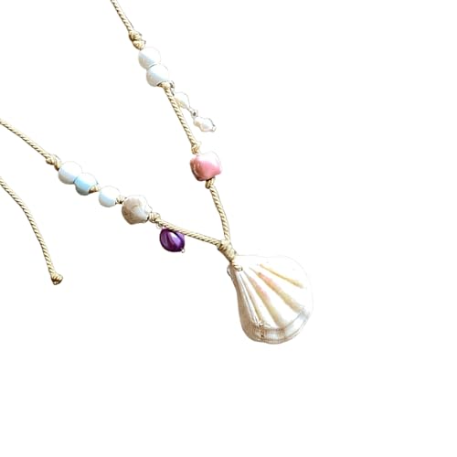 Arecobticy Muschel-Perlen-Halskette, natürlicher Charm, Schlüsselbein-Kette, verstellbarer Schlüsselbein-Halsschmuck für lässige Eleganz, Strand-Schmuck-Accessoire von Arecobticy