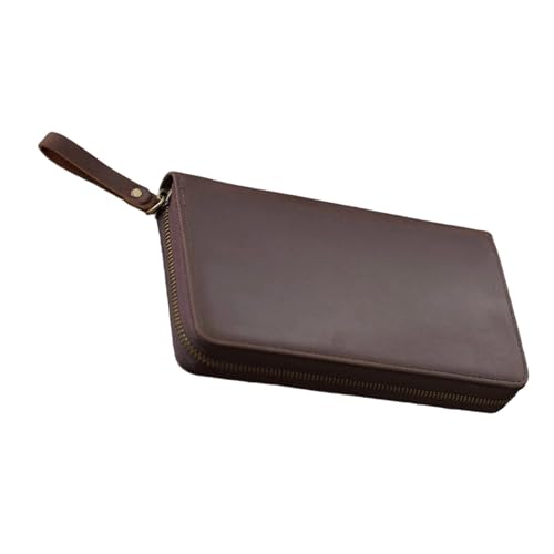 Arecobticy Notebook-Ledereinband mit elastischem Stiftschlitz für 18 x 8 cm große Notizblöcke, handgefertigte Hülle, Business-Organizer für Profis, Kaffeebraun von Arecobticy