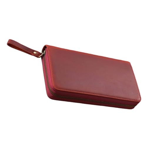 Arecobticy Notebook-Ledereinband mit elastischem Stiftschlitz für 18 x 8 cm große Notizblöcke, handgefertigte Hülle, Business-Organizer für Profis, weinrot von Arecobticy