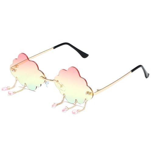 Arecobticy Punk Wolken und Quasten Sonnenbrille Trendsetter für Urlaubskleid Rahmenloser Rahmen Felsschattierungen Rahmenloser Rahmen Unisex Wolkenform Brille, Goldener Rahmen, Dreifach Arecobticy Punk Wolken und Quasten Sonnenbrille Trendsetter für Urlaubskleid Rahmenloser Rahmen Felsschattierungen Rahmenloser Rahmen Unisex Wolkenform Brille, Goldener Rahmen, Dreifach von Arecobticy