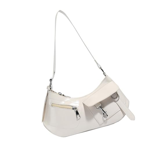 Damen Umhängetasche Leichte PU Achseltaschen mit Komfortabler Gurt und mehreren Fächern für den täglichen Gebrauch Damen Achsel Handtasche, weiß, One Size von Arecobticy