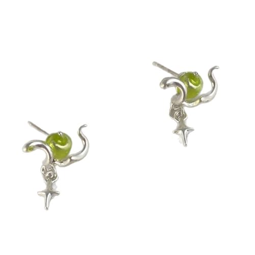 Einzigartige grüne Obstschlange, Vier-Punkt-Stern-Ohrstecker für Damen, raffinierter Legierung, Schmuck, leicht, bequem, Mode-Accessoires, benutzerfreundlich, beschichtete Ohrstecker von Arecobticy