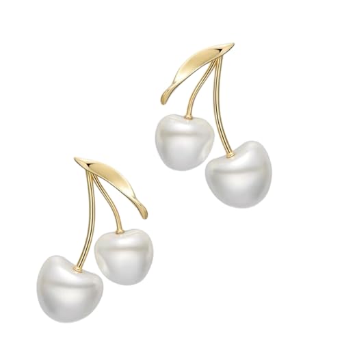 Einzigartiges französisches Design, Kirschen, Perlen, Ohrringe, eleganter Metall-Ohrschmuck, Ohrschmuck für Büro, Party, Anlässe, Kirschen inspiriert, minimalistische Ohrringe von Arecobticy