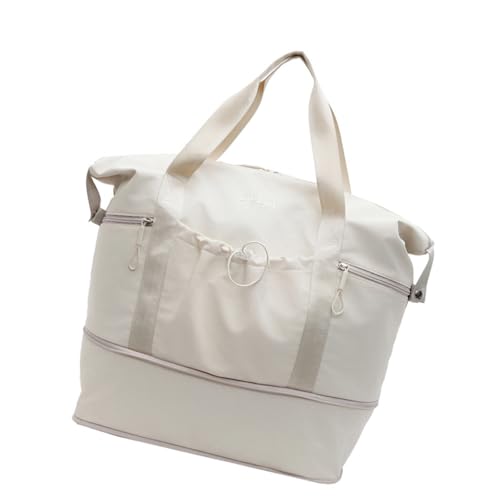 Erweiterbare Reisetasche, ergonomische Trainingshandtasche, praktische erweiterbare Aufbewahrung, wasserdichte Tasche für Sport, Outdoor, Handgepäck, Schultertasche, beige, Mass Beauty von Arecobticy