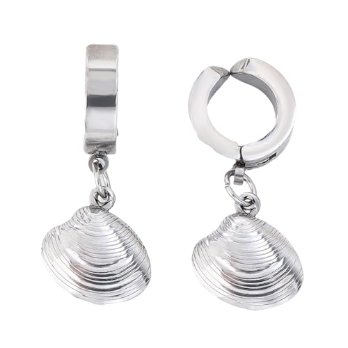Hypoallergene Edelstahl-Ohrringe, elastischer Clip, Seestern/Seashells Dekorationen, tägliches Tragen, Ohrzubehör, Edelstahl-Ohrclips, kein Piercing, Einheitsgröße, Wie beschrieben, Wie beschrieben von Arecobticy