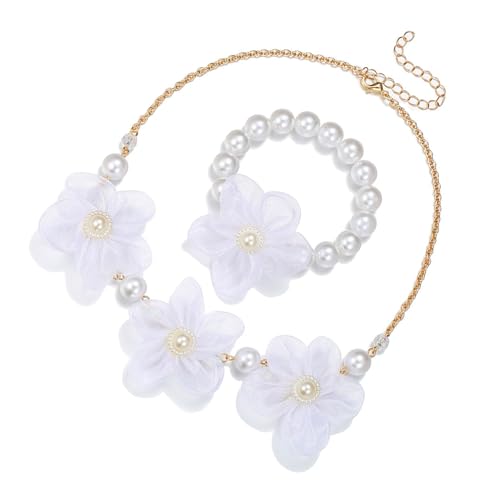 Imitationsperlen Halskette Kinder Blume Perlen für elegante Looks Perlen Halskette geeignet für jeden Anlass Imitation Perlen und Set von Arecobticy