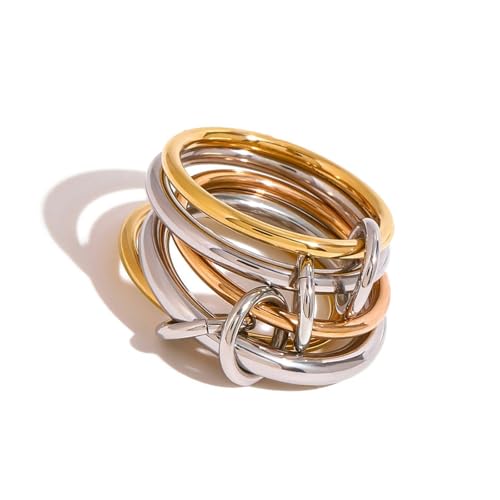 Modische, stapelbare Ringe aus praktischen, stabilen Legierungsmaterialien, die einen anspruchsvollen und stilvollen Reiz bieten, Unisex-Modeschmuck, Einheitsgröße, Wie beschrieben, Wie beschrieben von Arecobticy