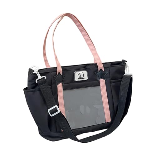 Nylon-Umhängetasche mit großem Fassungsvermögen, für Pendler, Reisen oder Einkaufen, verstellbarer Riemen, Pendler, Schulter für Reisen, Schwarz , One Size von Arecobticy