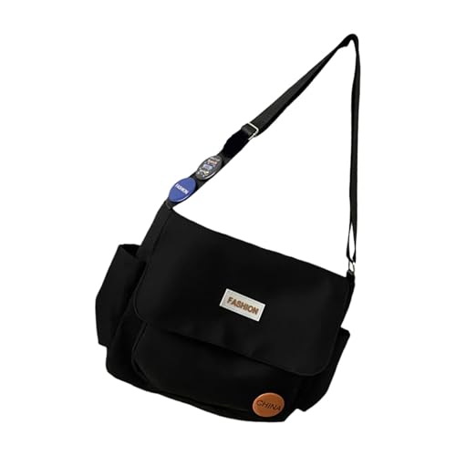 Praktische Nylon-Umhängetasche, geräumiger Innenraum, verstellbarer Riemen, Crossbody-Tasche für Arbeit und Outdoor-Aktivitäten, Outdoor-Aktivitäten, Freizeit, Schwarz , One Size von Arecobticy