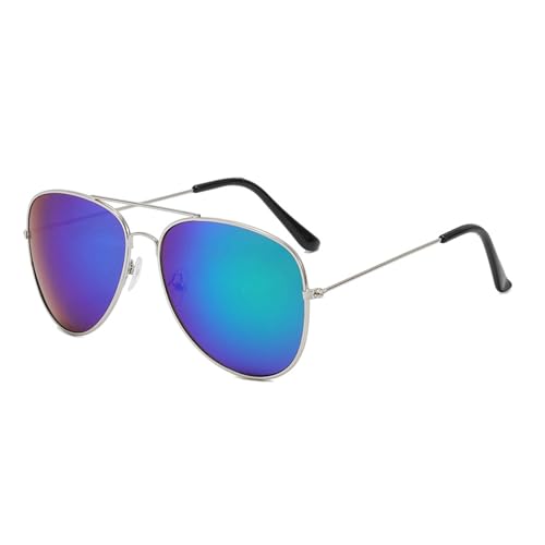 Sonnenfeste Brille mit Metallrahmen, Unisex, UV400, Sonnenschutz, Brille für Sport und Strandurlaub, Mode, Silberner Rahmen, Grün, F von Arecobticy