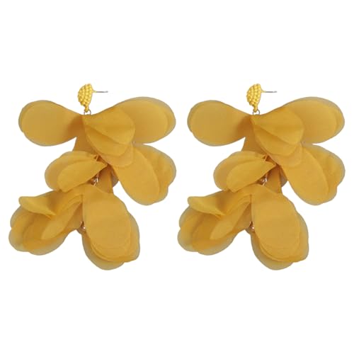Vintage-inspirierte Blütenblätter-Ohrringe, einzigartige bunte Chiffon-Blumen-Ohrringe, Mode-Accessoires für elegantes Outfit, Modeschmuck von Arecobticy