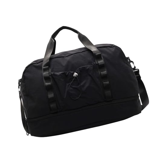 Wasserdichte Nylon-Reisetasche mit trockenen Nassfächern, Schultertasche, Crossbody-Tasche für Fitnessstudio, Reisen und Outdoor-Aktivitäten, leichte Umhängetasche, Schwarz , Mass Beauty von Arecobticy