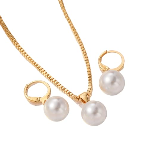Zartes Herz-/Perlen-Halskette und Ohrringe, leichte Legierung, handgefertigtes Zubehör für formelle Veranstaltungen, herzförmige Legierung, Schmuck-Geschenk-Set, Einheitsgröße, Wie beschrieben, Wie von Arecobticy