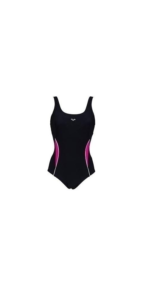 Arena Badeanzug W ALISSA U BACK ONE PIECE LOW BLACK-ROSE VIOLET-WH von Arena