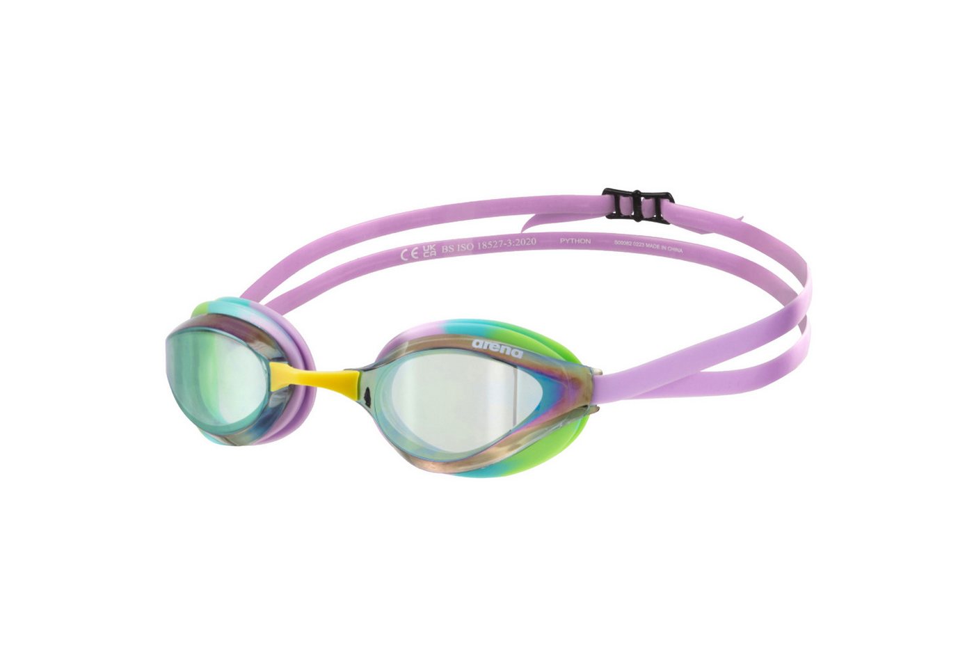 Arena Schwimmbrille arena Python Mirror green-violet-green, (1-St), Anti-Fog Beschichtung und UV-Schutz von Arena