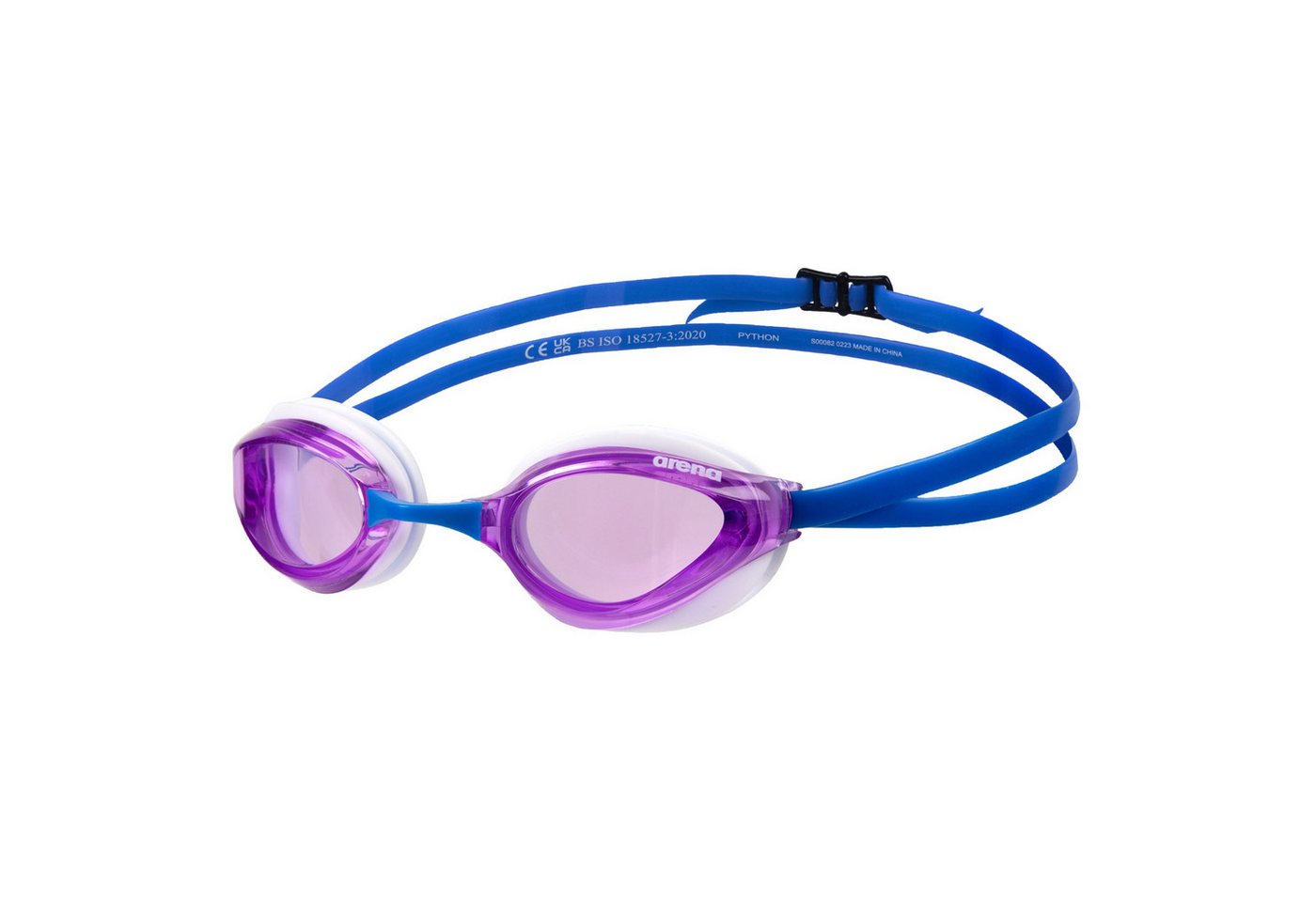 Arena Schwimmbrille arena Python violet-white-blue, (1-St), Anti-Fog Beschichtung und UV-Schutz, Hydrodynamisch optimiert von Arena