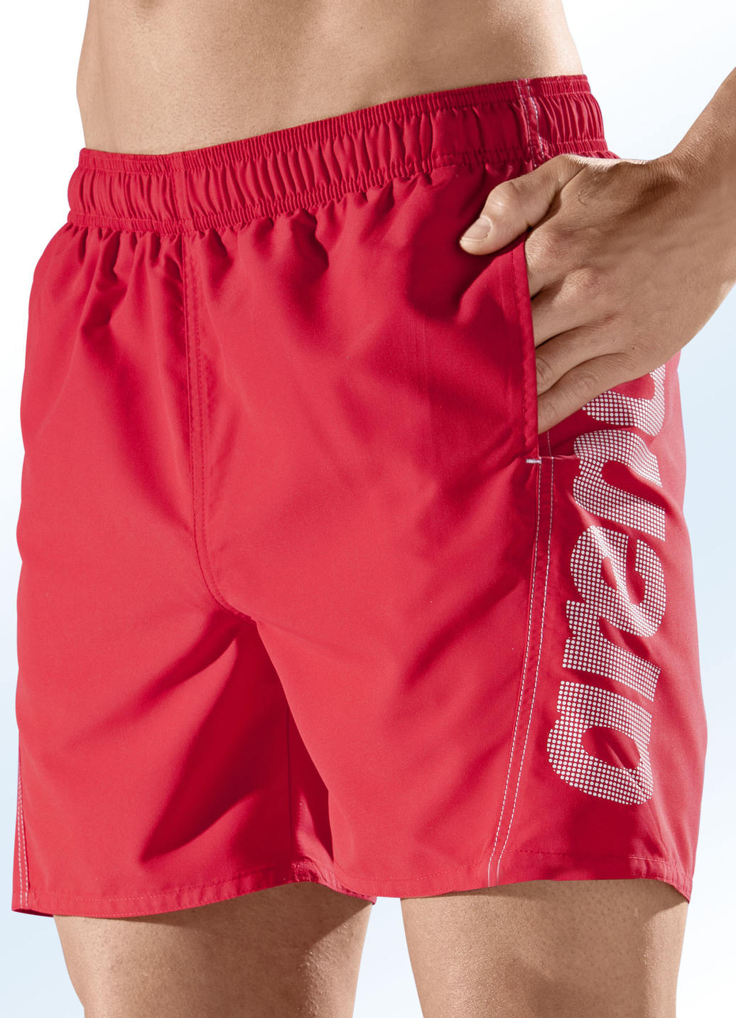 Arena Zweierpack Badeshorts mit seitlichem Druck, Microfaser, 1X Rot, 1X Schwarz, Größe M (48/50) von Arena