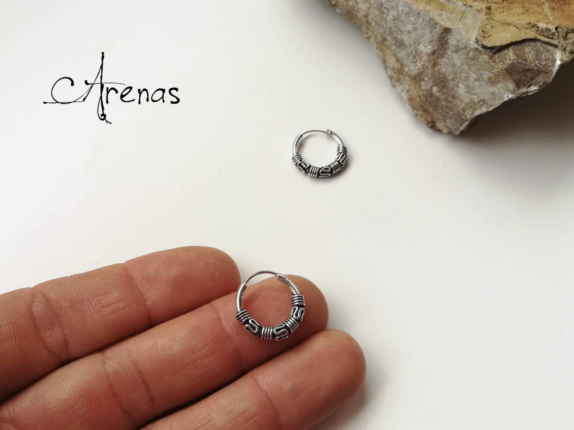 Bali-Silber-Creolen 16 Mm - Kleine Sterling-Silber-Creolen Bali-Silber-Creolen 16 Mm - Kleine Sterling-Silber-Creolen von ArenasArtesanias