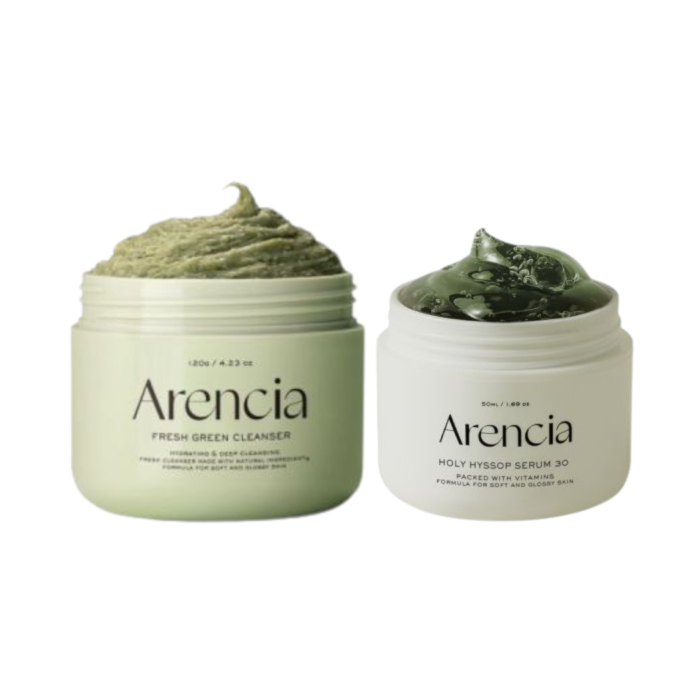 Arencia - Fresh Green Rice Mochi Cleanser - 120g & Holy Hyssop Serum 30 - 50ml Set von Arencia