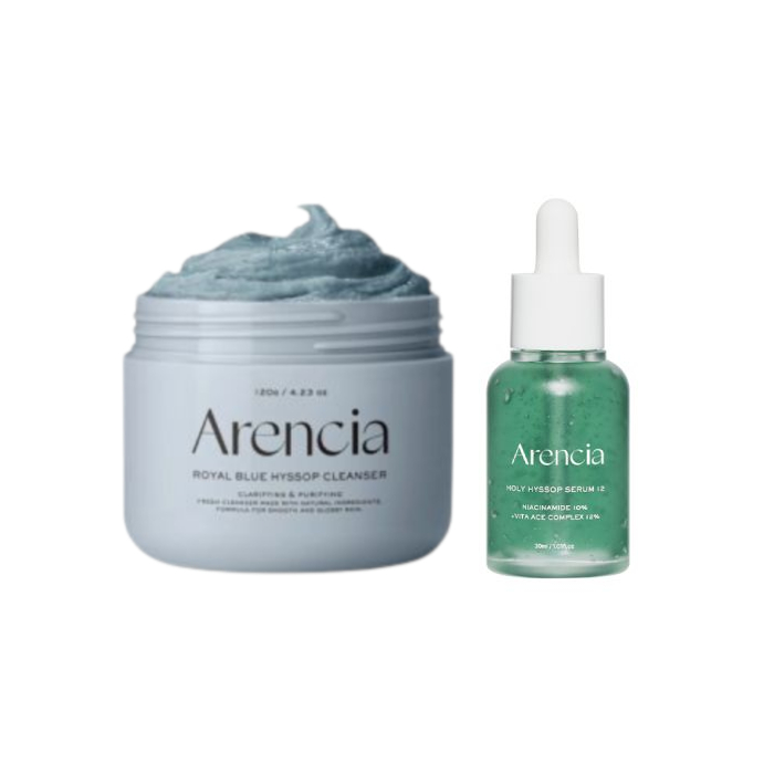 Arencia - Fresh Royal Blue Rice Mochi Cleanser - 120g & Holy Hyssop Serum 12 - 30ml Set von Arencia