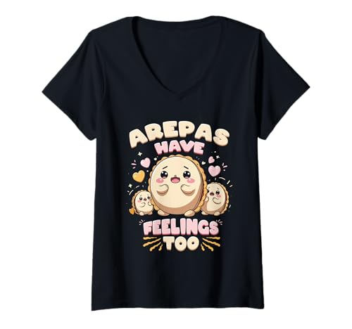 Damen Arepa Arepas Have Feelings Too T-Shirt mit V-Ausschnitt von Arepa Arepas
