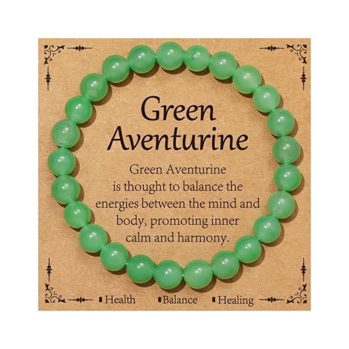 Grün Aventurin Armband für Frauen Damen Grüne Heilsteine Edelstei Bergkristall Armbänder Perlenarmband Kristall Schmuck Geschenk für Frauen Mädchen Mama Freundin Tochter Tante Oma Freund von Aretas