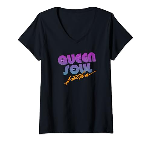 Damen Aretha Franklin Die Königin des Soul T-Shirt mit V-Ausschnitt von Aretha Franklin