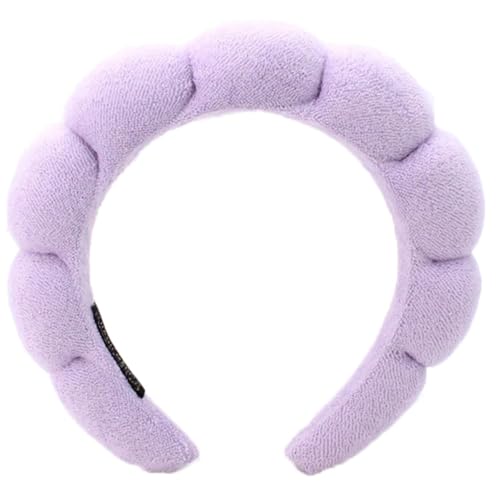 Aretro Wolkenförmiges, weich gepolstertes, rutschfestes Kopfband, Plüsch, breite Krempe, Make-up-Band, Frottee, weich (Babyviolett) von Aretro