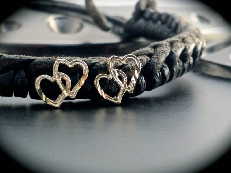 14K Gewebter Herzohrring, Herz Ohrstecker von ArevGold