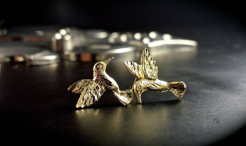 14K Gold 3D Kolibri Ohrstecker von ArevGold