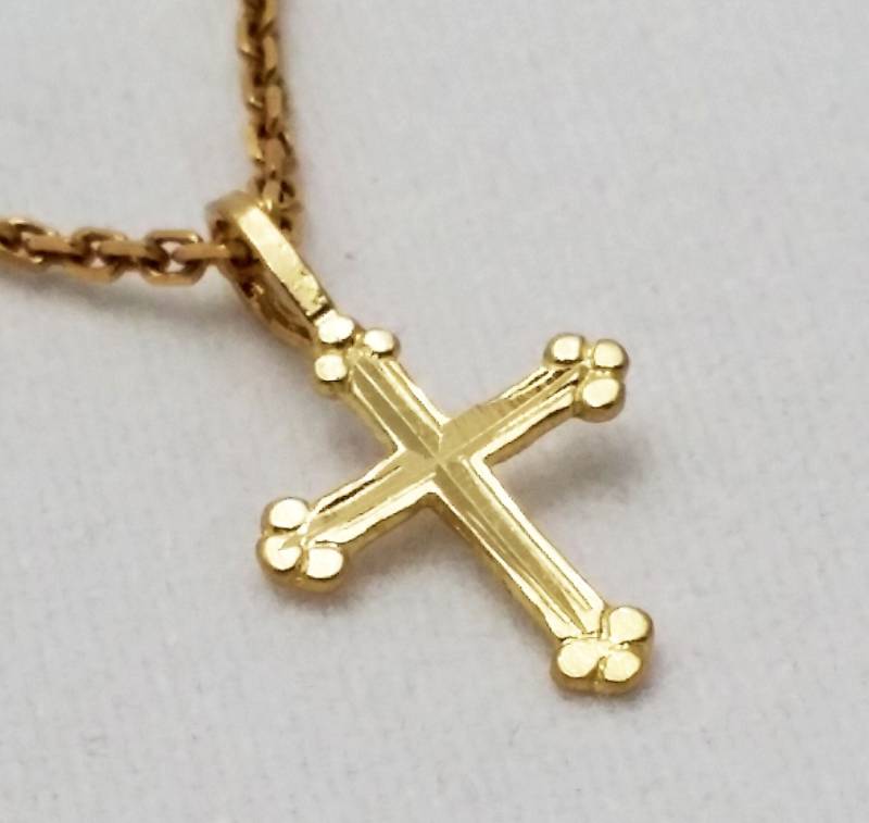 14K Gold Kreuz Anhänger, Leichter Charme von ArevGold