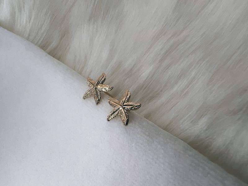 14K Gold Seestern Ohrringe Diamantschliff Ohrstecker von ArevGold