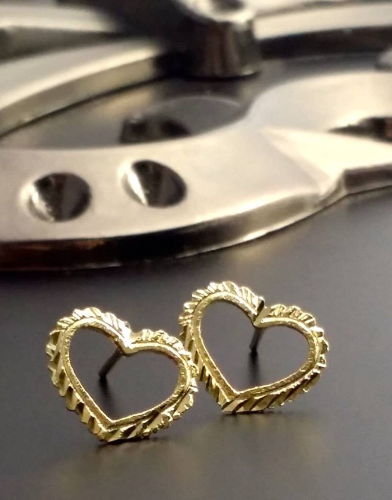 14K Herz Ohrring, Post Ohrring von ArevGold