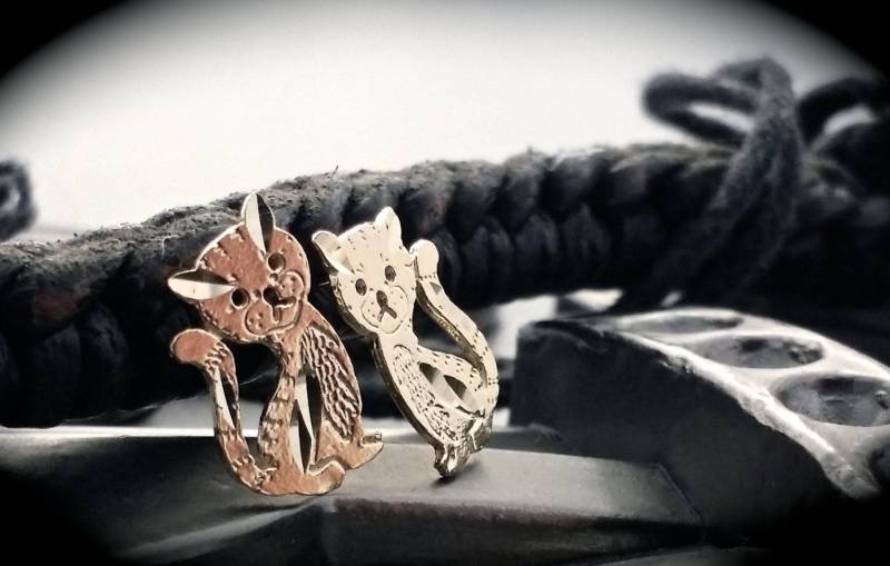 14K Kitty Ohrringe, Katzenohrringe von ArevGold