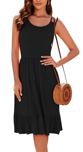Sommerkleid Damen Ärmellos Strandkleid A-Linien leicht luftig Freizeitkleid Mit Gummi Taille von Arevill