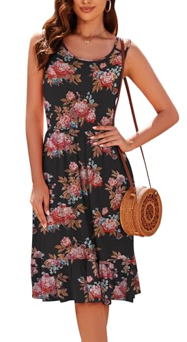 Sommerkleid Damen Ärmellos Strandkleid A-Linien leicht luftig Freizeitkleid Mit Gummi Taille Sommerkleid Damen Ärmellos Strandkleid A-Linien leicht luftig Freizeitkleid Mit Gummi Taille von Arevill