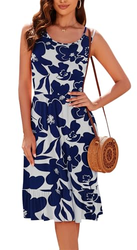 Sommerkleid Damen Ärmellos Strandkleid A-Linien leicht luftig Freizeitkleid Mit Gummi Taille von Arevill