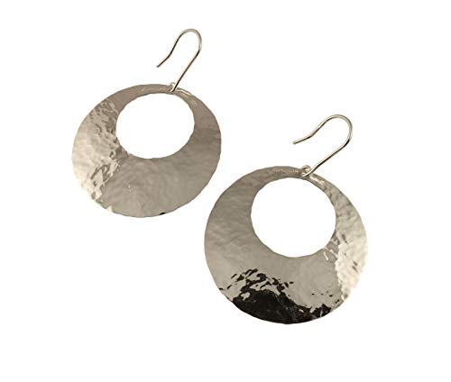 Arfasatti Massiv Sterling Silber 925 Dezentrale Gehämmerte Ohrringe in Italien Handgefertigt von Arfasatti