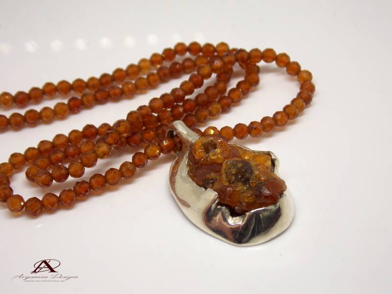 Natürlicher Granat Anhänger, Ooak Großer Silber Energie Schmuck, Kristall Heilsteine, Geschenk Für Sie, Handgemachter Schmuck von ArgamanDesigns