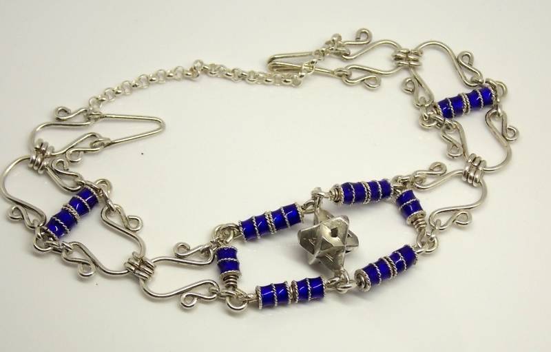 Silber-Armband Mit Silber Merkaba Handgefertigt, Antike Emaille Perlen, Armschmuck, Antik Armband von ArgamanDesigns