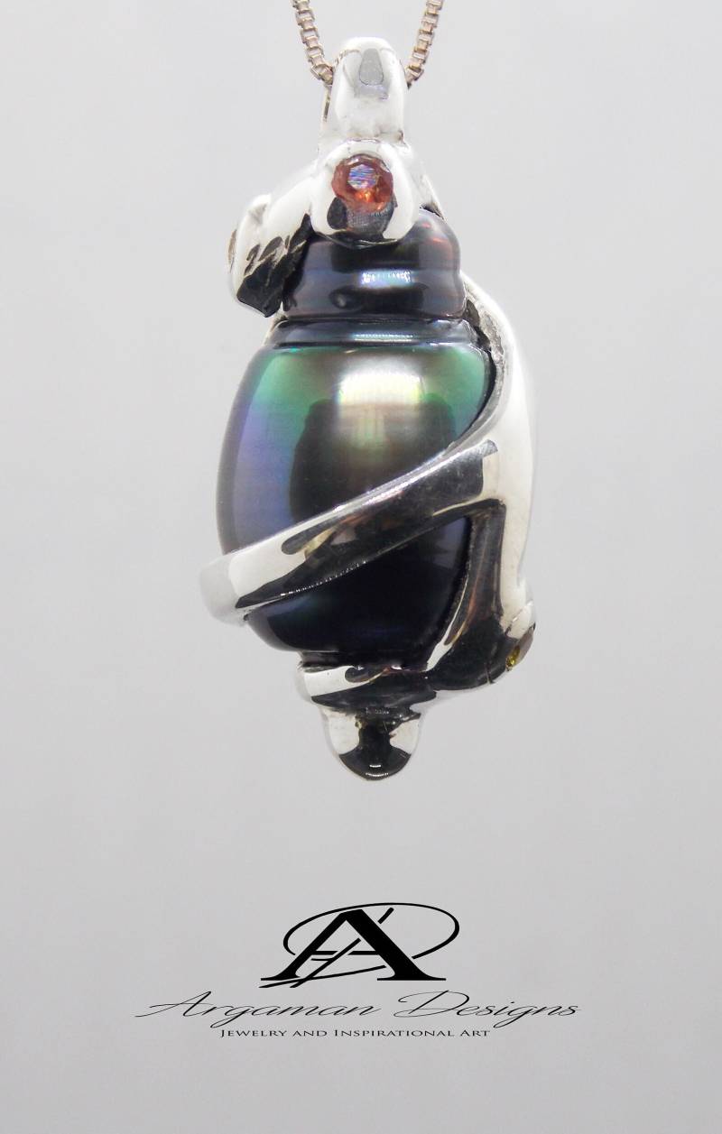 Wow Tahitian South Sea Peacock Black Green Pearl Anhänger, Einzigartiger Geschenke Für Mama, Freundin, Hochzeitsgeschenke von ArgamanDesigns