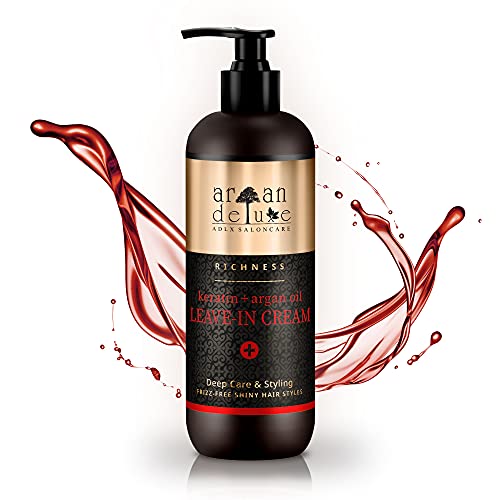 Argan Deluxe Keratin Leave-In Creme - Arganöl Haarpflege für Haarglättung, Kräftigung der Haarstruktur und Hitzeschutz - Haarcreme aus Marokko - Für Männer und Frauen - 300 ml von Argan Deluxe