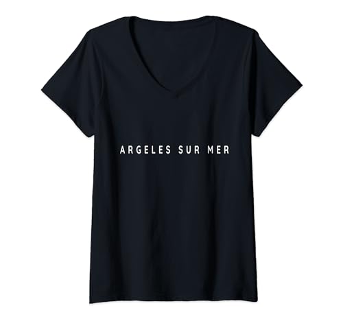 Damen Argeles Sur Mer Souvenirs / Holiday Beach Resort Modern Schriftart T-Shirt mit V-Ausschnitt von Argeles Sur Mer Tourist / Beach Resorts Design