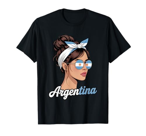 Argentinien Messy Bun Girl Argentinische Wurzeln T-Shirt Argentinien Messy Bun Girl Argentinische Wurzeln T-Shirt von Argentina Flag Pride Argentine Roots