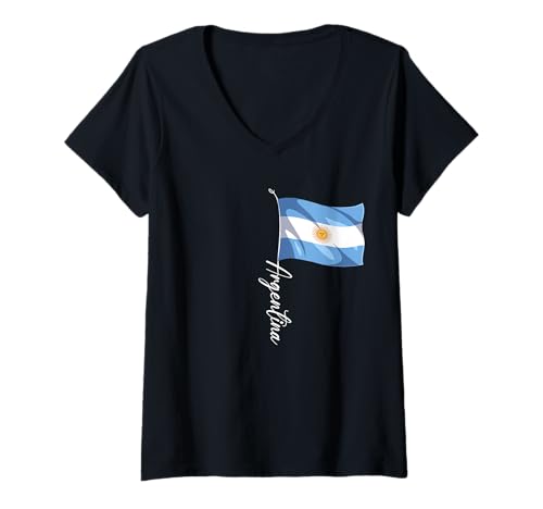 Damen Argentina Flaggen T-Shirt mit V-Ausschnitt Damen Argentina Flaggen T-Shirt mit V-Ausschnitt von Argentina Geschenk