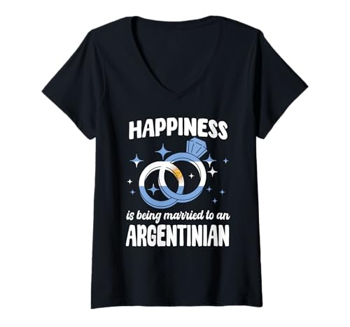 Damen Glück ist, mit einer argentinischen Ehefrau verheiratet zu sein T-Shirt mit V-Ausschnitt von Argentine Republic Design Argentina Flag