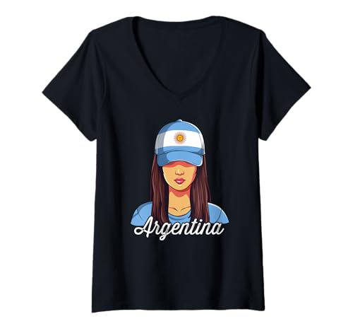 Damen Argentinien Signature Argentinier T-Shirt mit V-Ausschnitt von Argentinien Geschenk