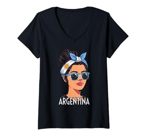Damen Argentinien Frau Argentinier T-Shirt mit V-Ausschnitt von Argentinien Geschenke